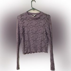 Purple long sleeve lace shirt